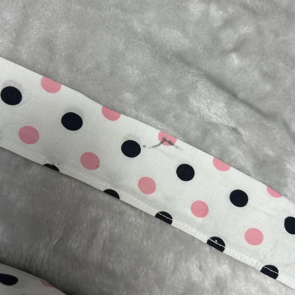 Polka Dot Apron White Pink Black Floral‎ Detail Vintage Style Cute